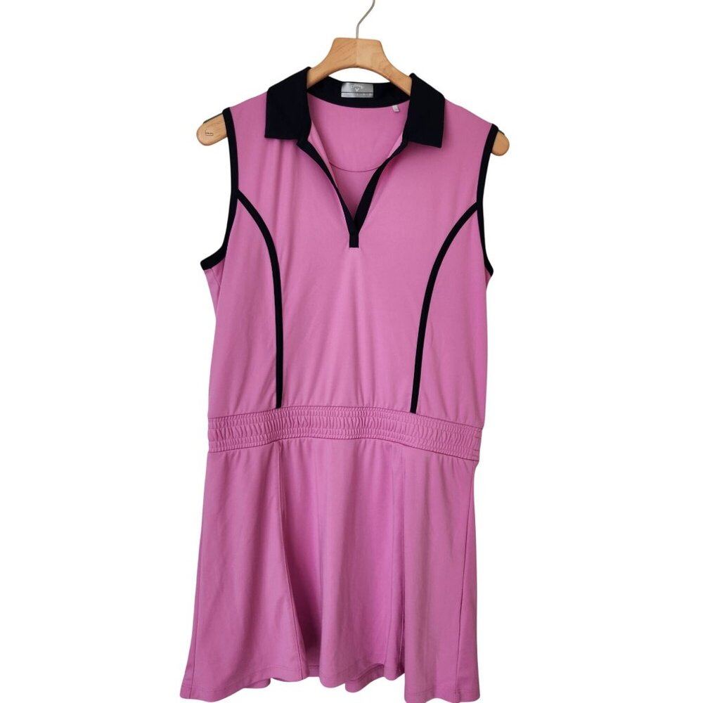 Callaway Sleeveless Golf Polo Dress Color Block Pink Sporty Outdoors Summer Cute
